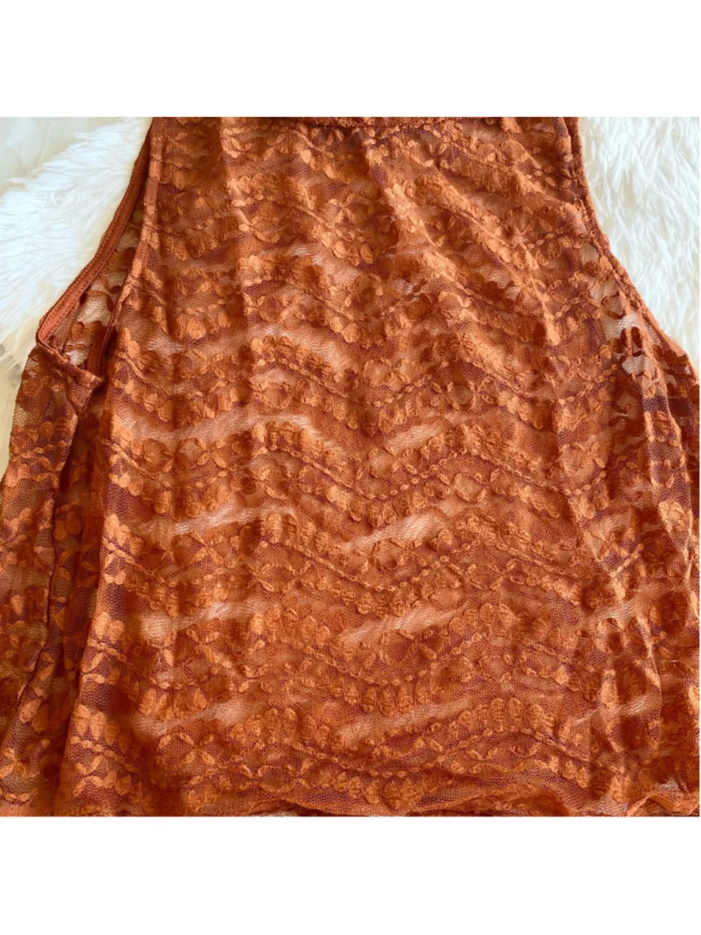Zara sheer cropped long sleeve rust color size medium
